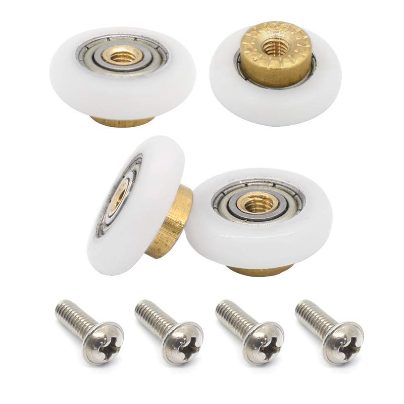 Linwnil 4PCS Shower Door Rollers Runners Wheels Replacement Part Bathroom Glass Door Runner Sliding Shower Door Roller Wheel,19MM - Image 1